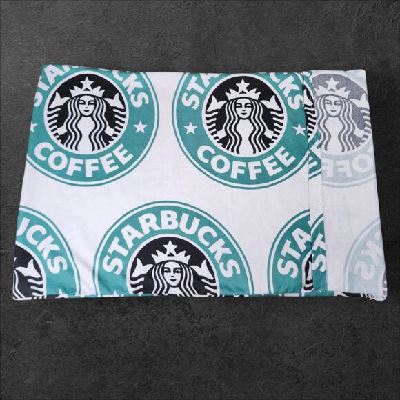 Starbucks Logo Pillowcase Coffee Decor Vintage Green White Siren Collectible - Picture 2 of 5